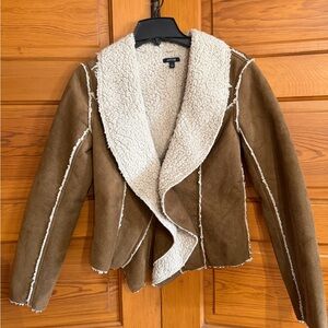 Apt. 9 Brown Faux Suede Jacket with Cream Sherpa Lining